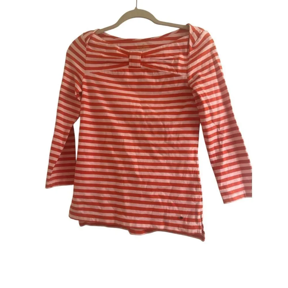 ✨Kate Spade Wheaton Red & Pink Striped Bow Sz Small Top✨